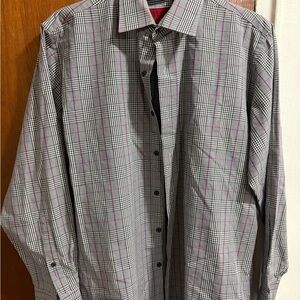 Bergamo New York Dress Shirt Men's Medium 15-15.5 32/33 Long Sleeve  Plaid